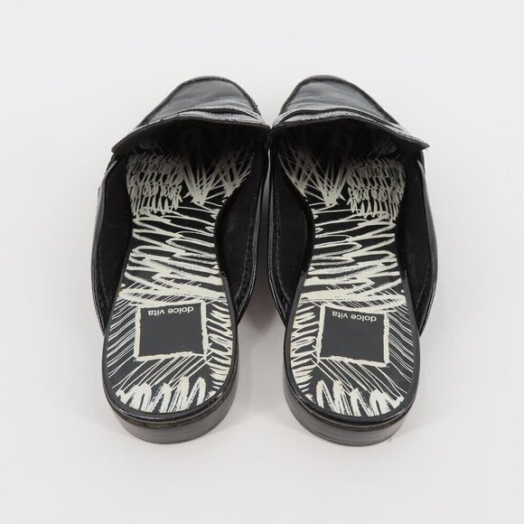 Dolce Vita Womens 8.5 Shiny Black Leather Upper Slip On Slide Loafer Flats - Picture 5 of 11